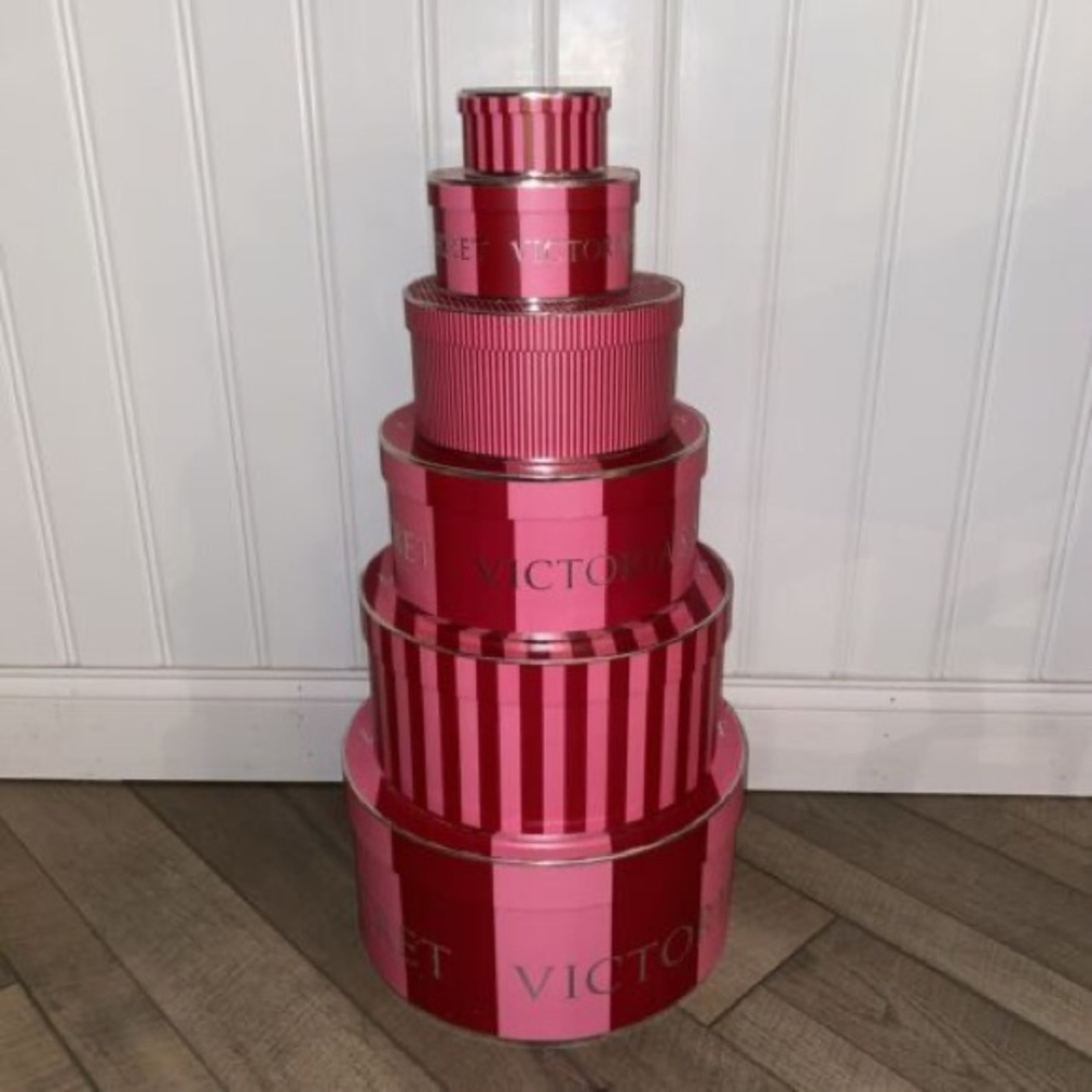 Vintage Victoria's Secret Pink and Red Striped Box Set